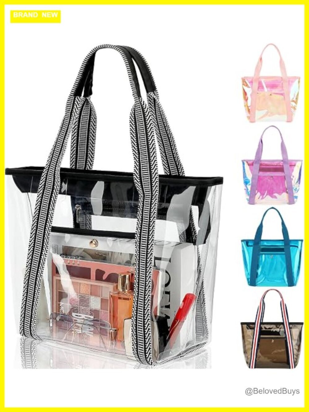Clear Stadium Approved Tote Bag with Zipper for Beach Work Concerts